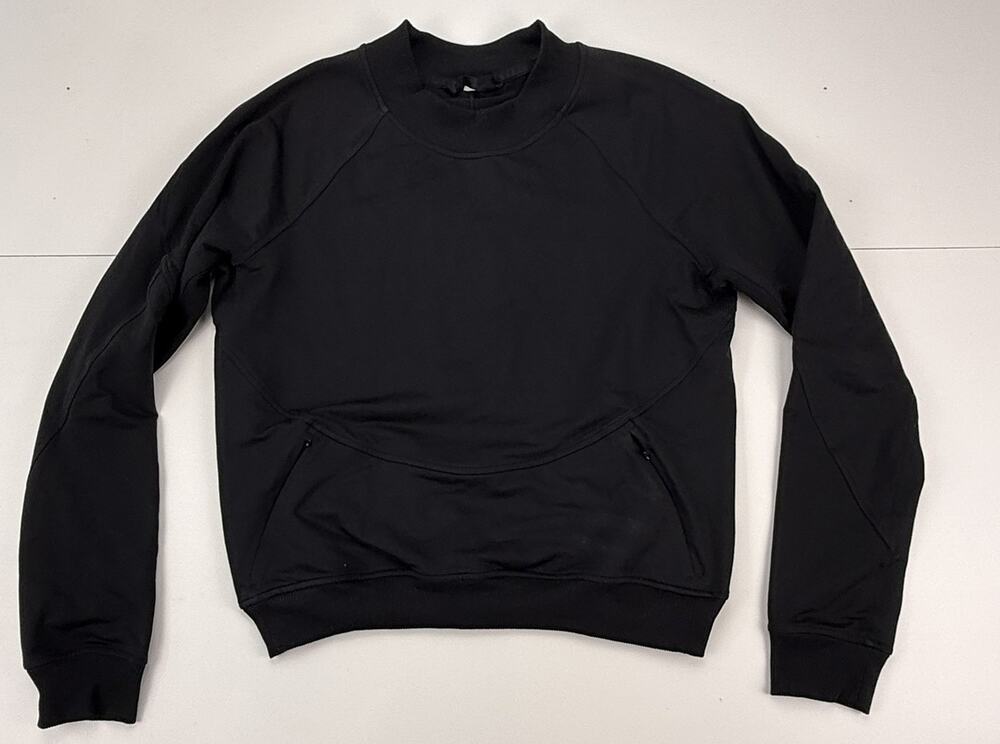 Lululemon Womens 4 Black Crewneck Pullover Sweatshirt Long Sleeve Logo